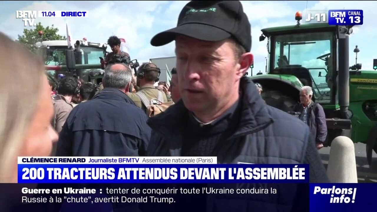 « Nous on dit stop »: plus d’une centaine d’agriculteurs devant l’Assemblée nationale pour interpeller les députés sur la loi Duplomb
