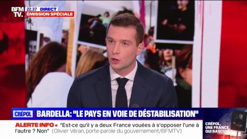 Jordan Bardella (président du Rassemblement national): "Du Trocadéro à Crépol, il n'y a plus un seul territoire français épargné par l'insécurité"