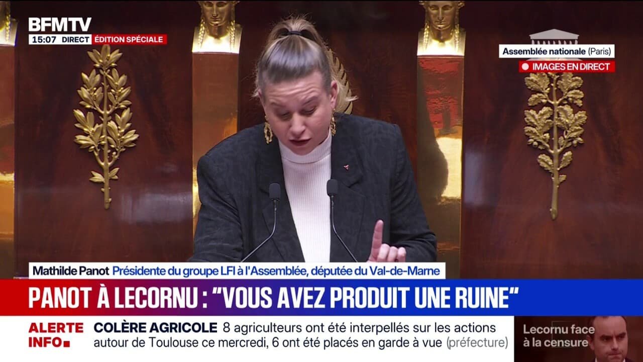 Mercosur: « Vous menacez de mort l&rsquo;agriculture familiale française », déclare Mathilde Panot, présidente du groupe LFI à l&rsquo;Assemblée