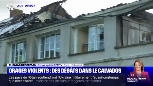 Orages dans le Calvados: les dégâts du bâtiment incendié
