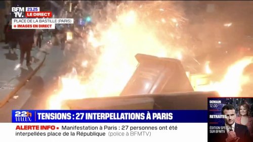 Paris: des feux de poubelles allumés aux abords de la place de la Bastille