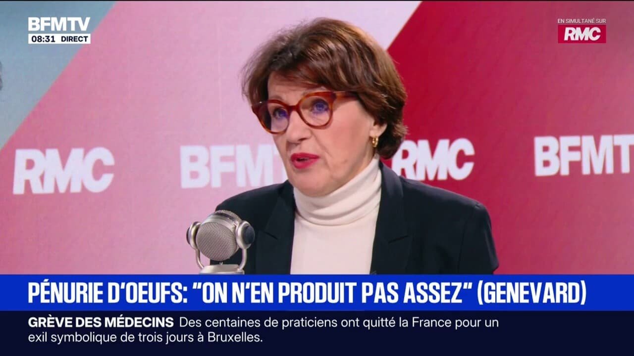Pénurie d’œufs: « On n’en produit pas assez (…) parce que c’est trop compliqué d’installer des bâtiments d’élevage », déplore la ministre de l’Agriculture, Annie Genevard