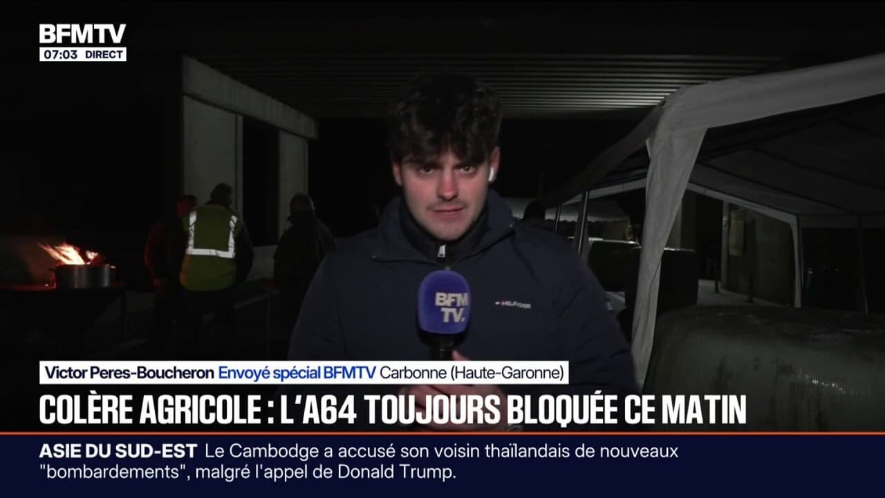Colère agricole: l’A64 toujours bloquée ce samedi matin