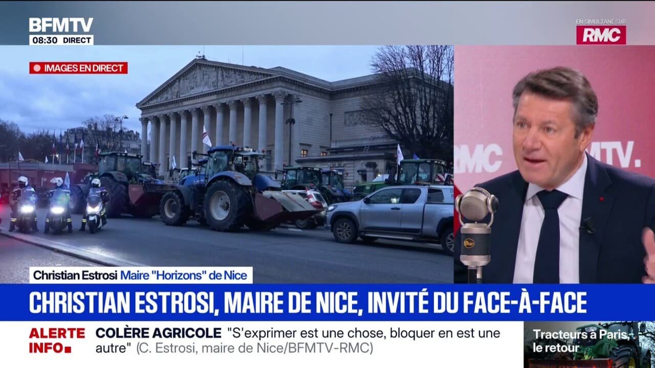 Mobilisation agricole: « S&rsquo;exprimer est une chose, bloquer en est une autre », estime Christian Estrosi, maire « Horizons » de Nice