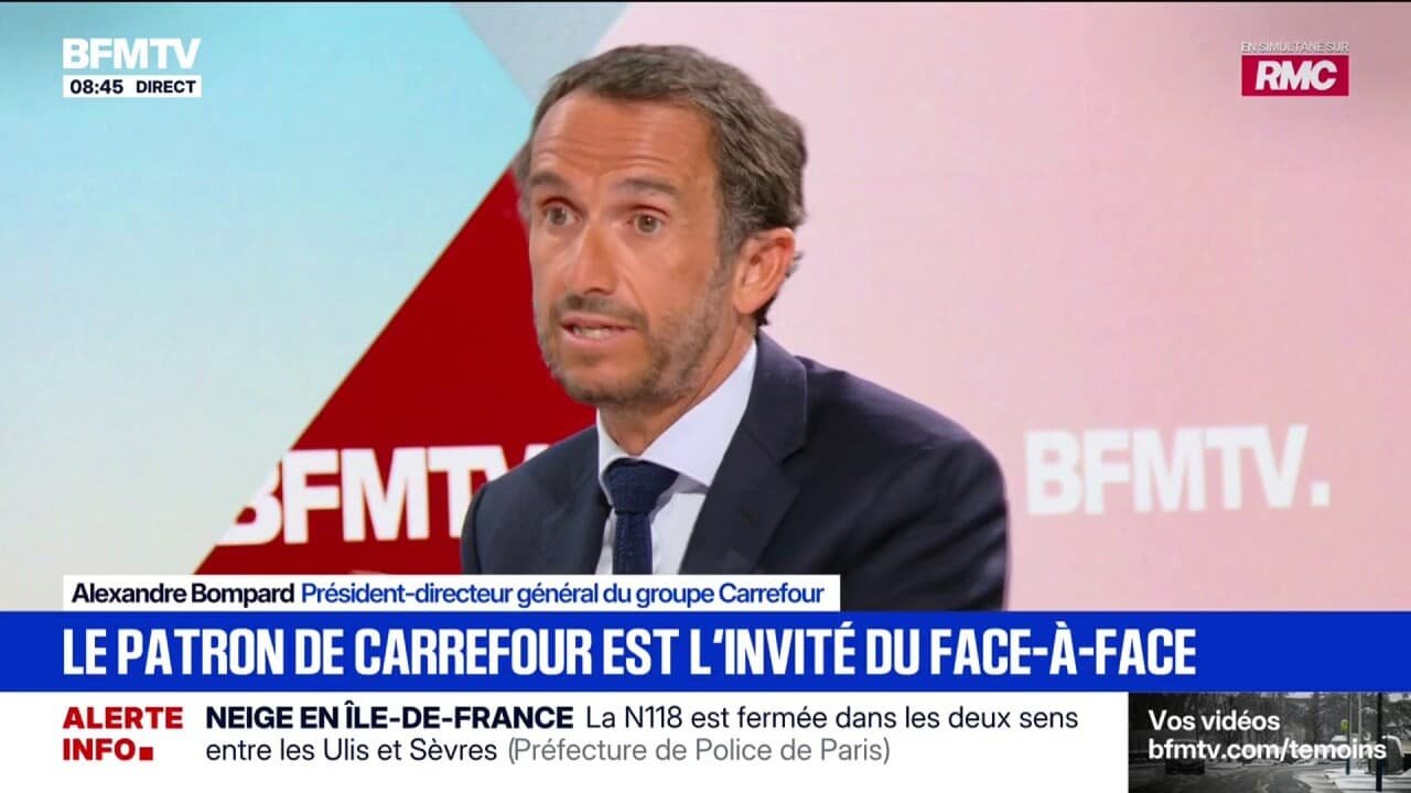 Crise agricole: « La relation avec les agriculteurs est meilleure qu&rsquo;il y a quelques années », estime Alexandre Bompard, président-directeur général du groupe Carrefour