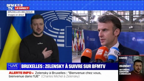 "Nous sommes prêts à aider, résister et réussir": Emmanuel Macron s'exprime sur l'Ukraine à son arrivée à Bruxelles
