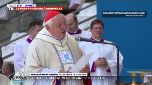 "Ce soir dans ce stade quelle belle célébration et quelle belle ambiance" indique Jean-Marc Aveline, archevêque de Marseille après la messe du pape François au stade Vélodrome