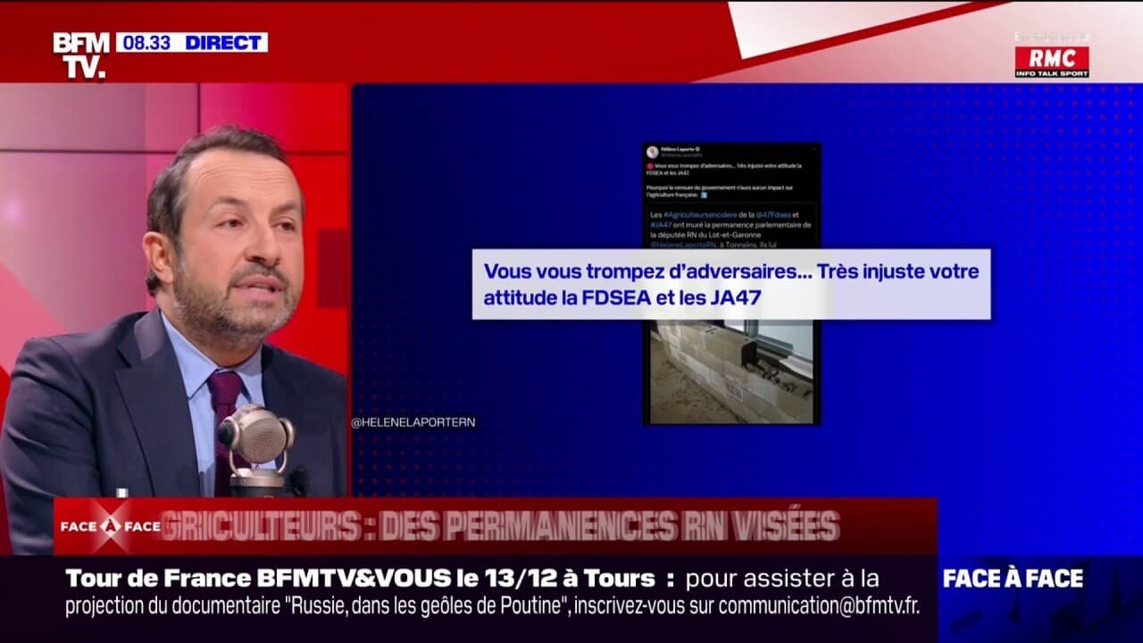 « On ne fait pas de conneries »: Sébastien Chenu réagit aux permanences du RN visées par des agriculteurs