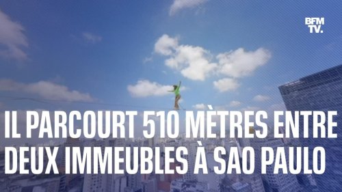 Ce funambule parcourt plus de 500 mètres entre deux immeubles de Sao Paulo, au Brésil