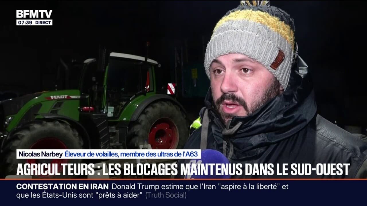 L’autoroute A63 toujours bloquée par les agriculteurs