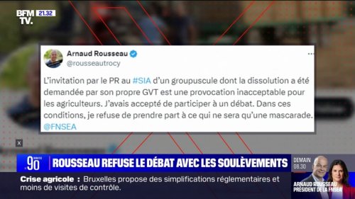 Le président de la FNSEA, Arnaud Rousseau, refuse de prendre part au grand débat du Salon de l'agriculture si le collectif des Soulèvements de la Terre y est également conviéié