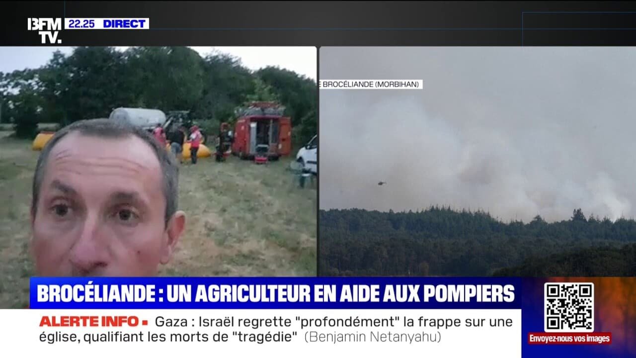 Brocéliande: un agriculteur vient prêter main-forte aux pompiers pour lutter contre l’incendie