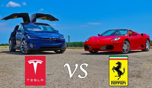 Incredible drag race video pits Tesla Model X against a Ferrari F430