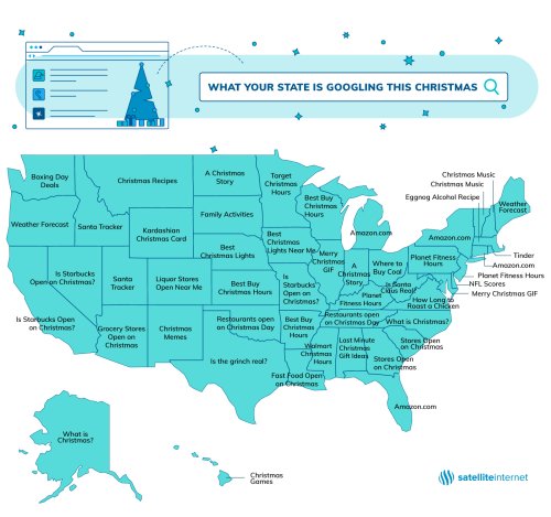 Here are the most Googled queries in each state around Christmastime