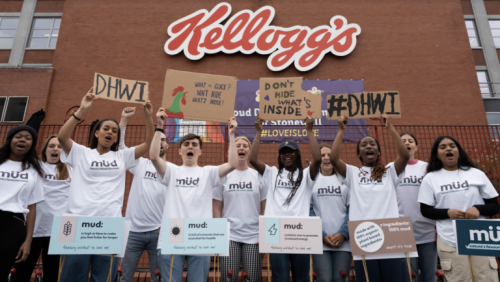 Teenage activists deliver wheelbarrows of mud to Kellogg’s factory to protest ‘misleading’ health claims