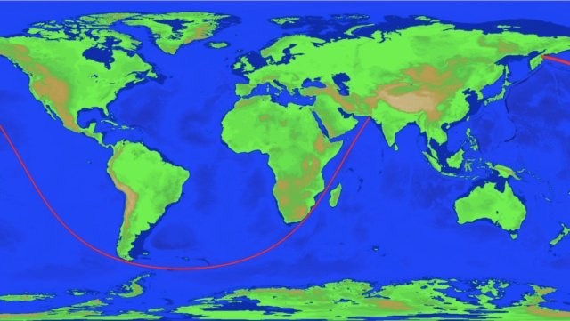 The world’s longest straight line connects Portugal to China
