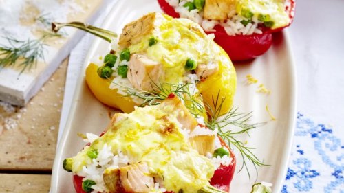Paprikaschoten mit Reis und Lachs: Genuss aus dem Ofen!