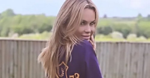 Amanda Holden poses in nothing but a football shirt and says 'that was stressful'