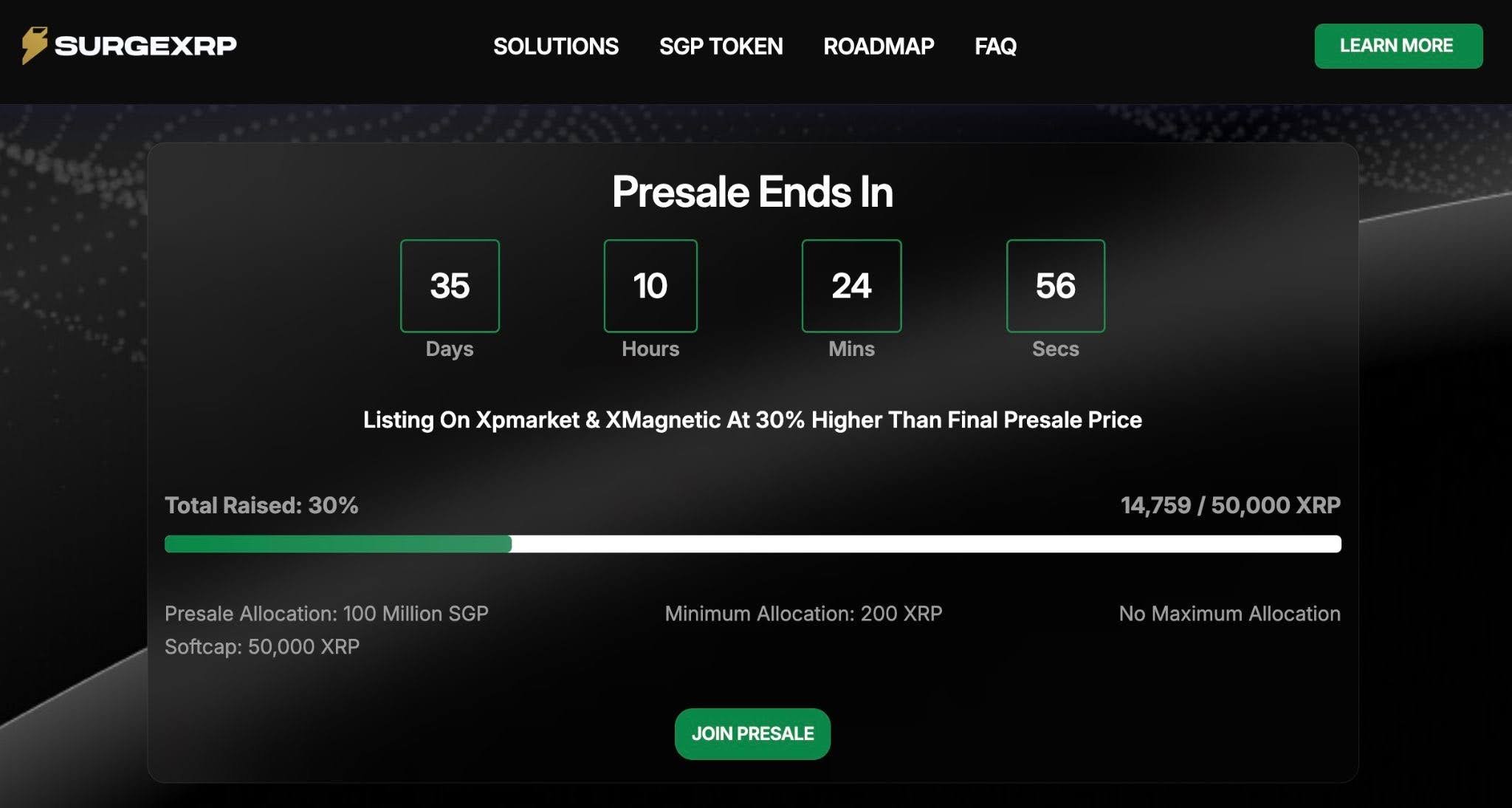 SurgeXRP Presale Accelerates Following XRP Upgrade News, 30% of Soft Cap Filled Before RWA Platform Debut