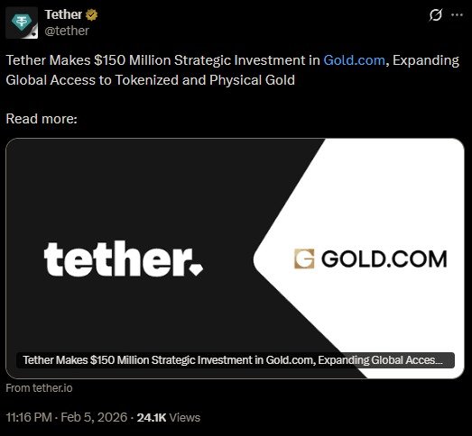 Tether Pours $150M in Gold.com as $LIQUID’s Presale Turns Heads