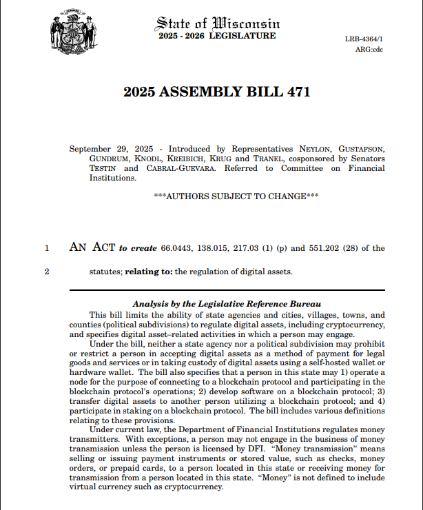 No License, No Problem? Wisconsin Bill Aims To Ease Crypto Rules