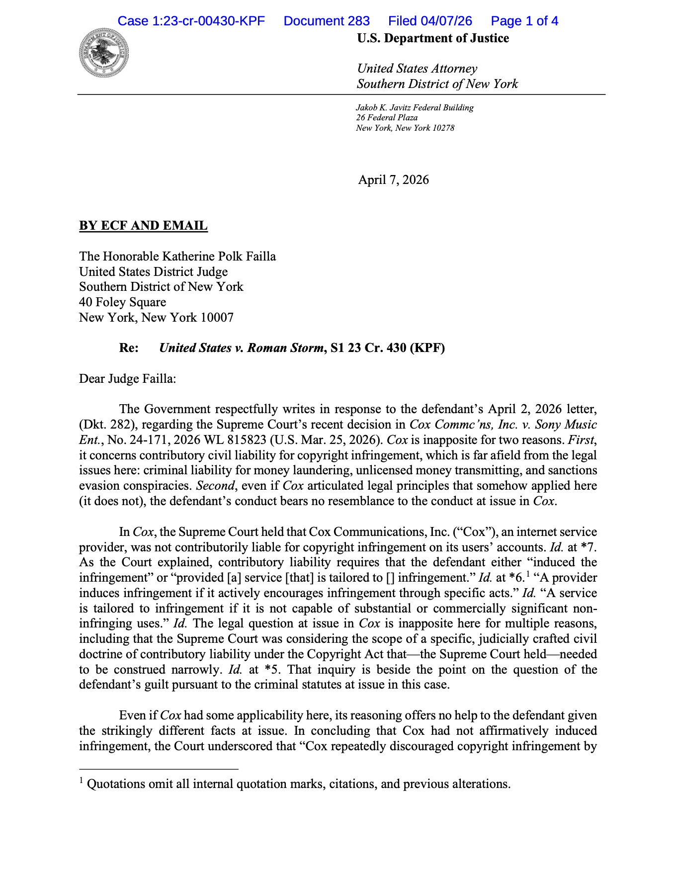 US Prosecutors Reject Tornado Cash Founder’s Defense Amid Push For October Retrial