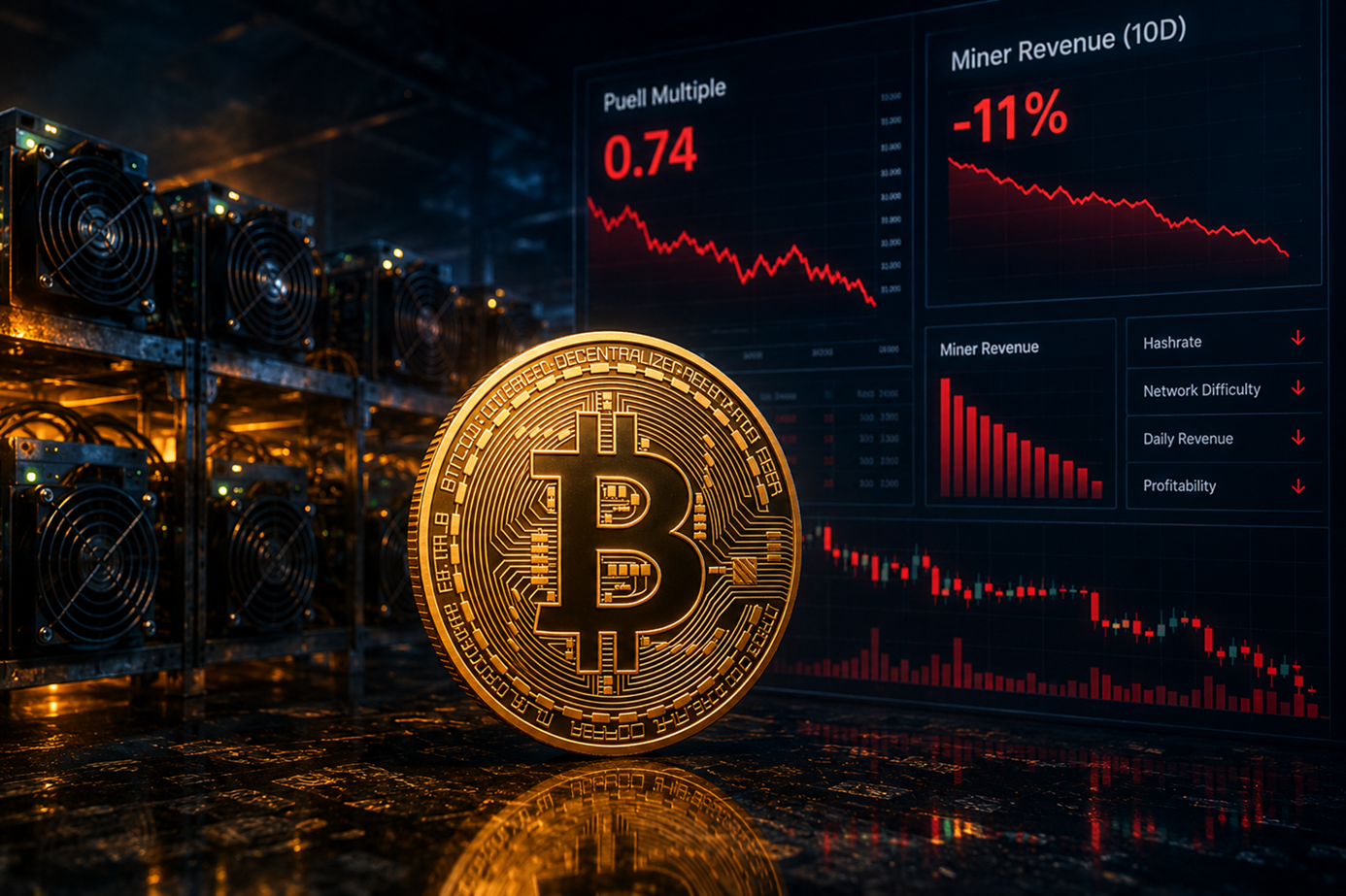Bitcoin Puell Multiple Falls To 0.74 As Miner Revenue Slides