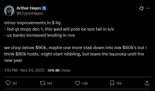 Best Crypto to Buy: Arthur Hayes Expects Bitcoin Recovery, Alternatives Pop