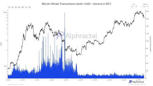Bitcoin Whale Activity Stagnates As Large Transactions Remain At Low Levels