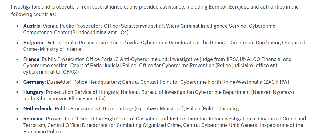 DOJ, Europol Freeze $3.5M In Crypto After Dismantling Global Proxy Fraud Network