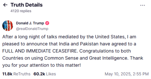 Trump Talks India-Pakistan into Ceasefire; Bitcoin and the Best Altcoins Rally