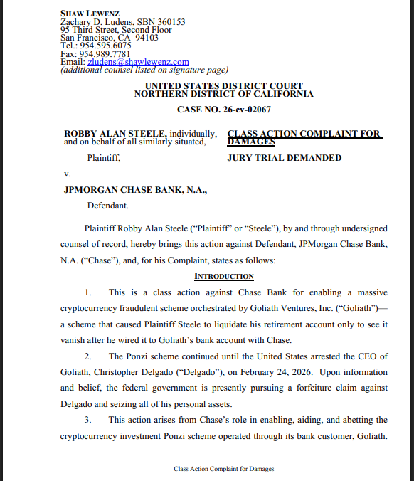 JPMorgan Hit With Lawsuit Tied To $328 Million Crypto Ponzi Scheme