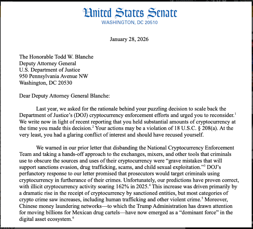 DOJ Crypto Unit Closure Sparks Scrutiny Of Deputy AG’s Personal Crypto Stakes