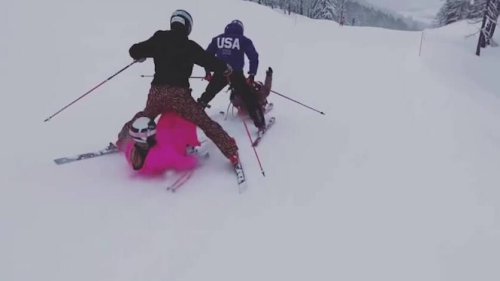 Artistische Einlage: US-Ski-Frauen machen Suter und Flury nach
