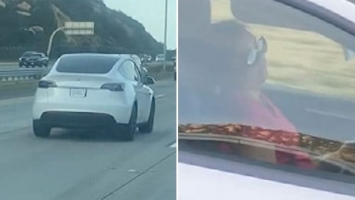 Schreck auf dem Freeway: Frau schläft an Steuer von Tesla