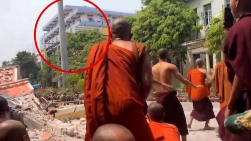 Nach dem Beben in Myanmar: Kloster stürzt vor den Augen der Mönche ein