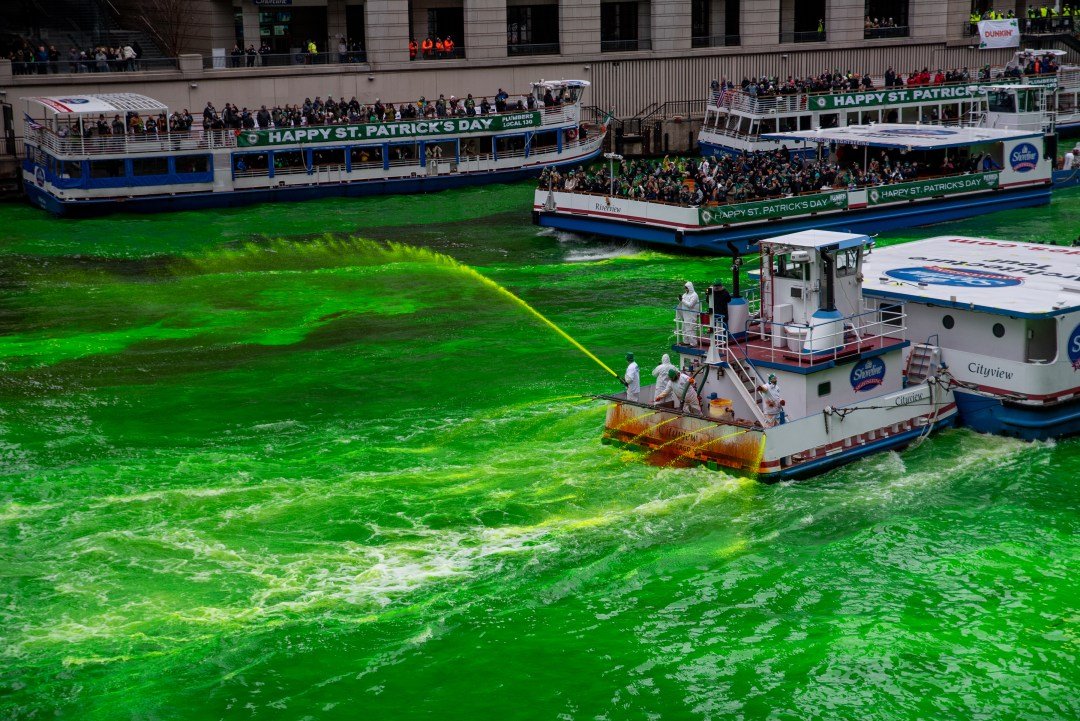 Chicago River Dyed Green For St. Patrick’s Day 2023