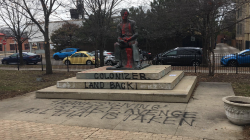 Edgewater's 'Young Lincoln' Statue Vandalized On Thanksgiving By Group Advocating Indigenous Rights