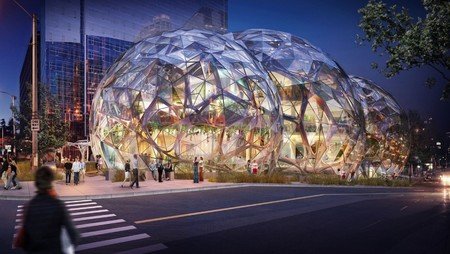 Las esferas futuristas de Amazon abren sus puertas y están listas para mezclar sus oficinas con un invernadero