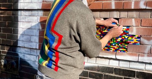 Someone in Toronto fixed a broken brick wall with tiny little LEGOs