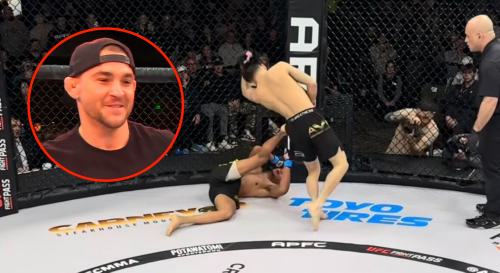 Dustin Poirier watches on as MMA star drops The Rock’s signature WWE move moments before scoring KO win