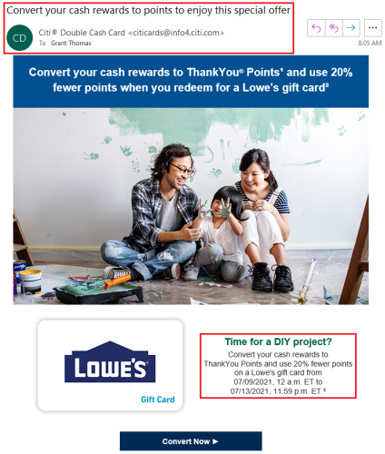 20% Off Lowe's Gift Cards with Citi ThankYou Points (1.25 ...