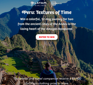 Win A Trip to Peru!