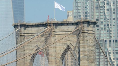 NYPD gathering evidence in Brooklyn Bridge flag prank