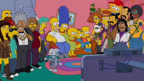 Footage of voice actors from The Simpsons improvising in character