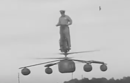 Watch a video of a wild looking one-man helicopter called the HZ-1 Aerocycle (1950s)