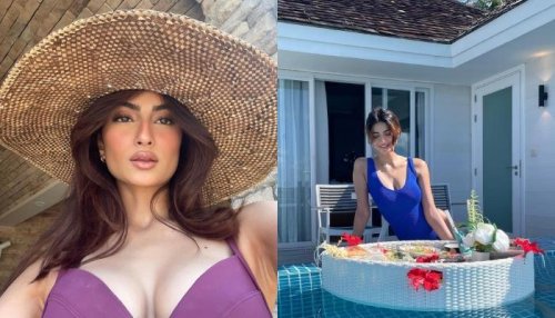 Palak Tiwari Enjoys Floating Breakfast In A Sexy Blue Monokini, Netizen Asks 'How Much Did You Eat?'