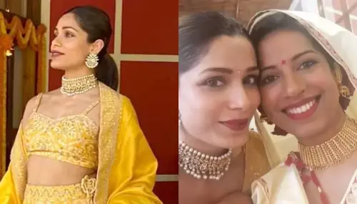 Freida Pinto Stuns In A 'Gharara' For Her Sister's Assamese Wedding, Wins Hearts With Her Simplicity