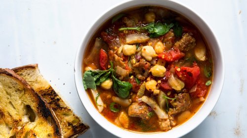 The Healthyish Chickpea Soup That, Yep, Still Has Sausage
