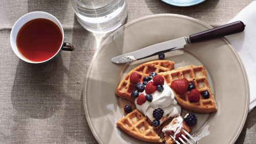 Flaxseed Waffles With Berries and Honey Cream